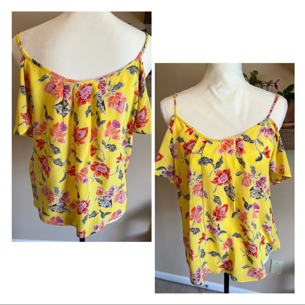 Joie Yellow Floral Print off-the-shoulder blouse